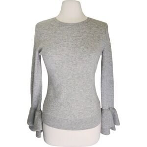 Antonio Melani 100% Cashmere‎ Sweater Small S Light Gray Vera Poet Ruffle Cuff